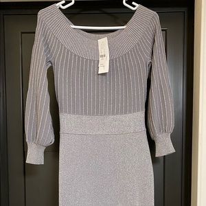 Knee length silver dress NEVER worn